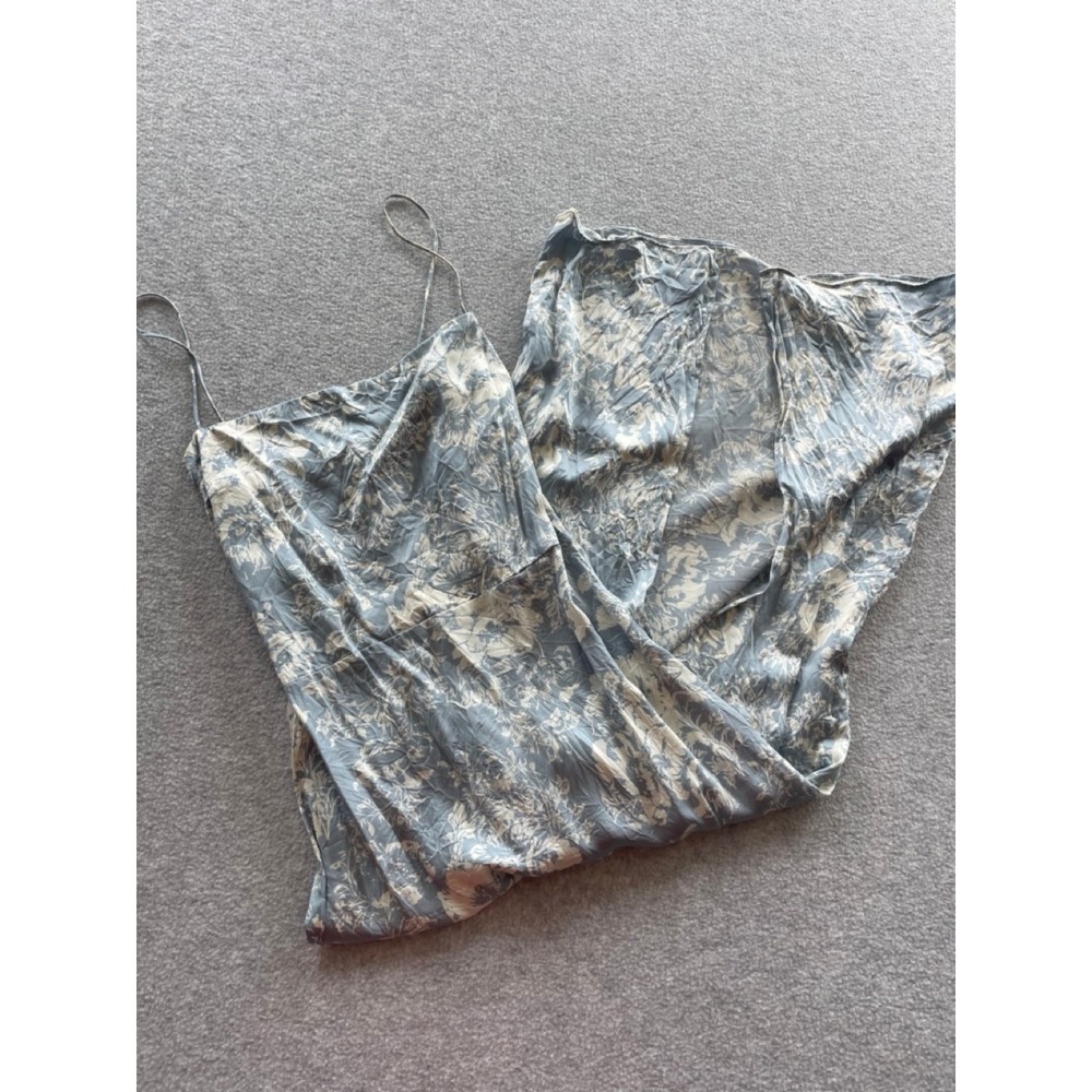 Reformation Blue White Floral Silk Midi Dress Spaghetti Strap Size 8
